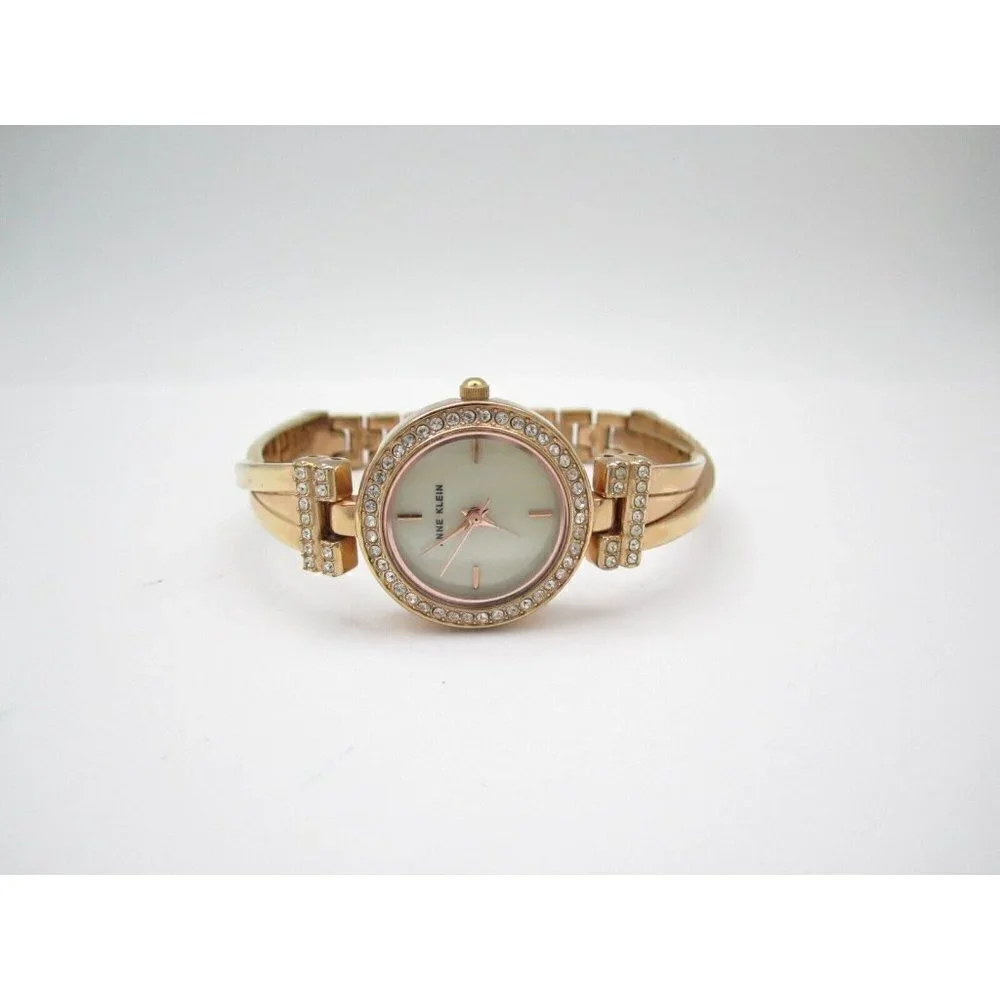 Women Anne Klein Crystals Quartz WR Analog Dial Causal Round Watch (G444)